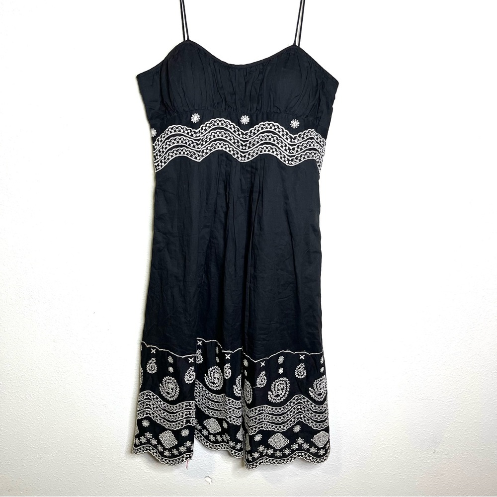 Y2K vintage Eliza J Black and White sundress embroidered empire waist dress  10 - Picture 2 of 8